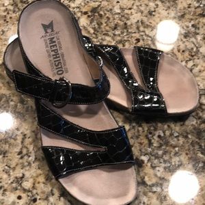 Mephisto Black Leather Sandals Sz 10 (41)